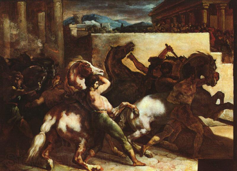  Theodore   Gericault The Race of the Barbary Horses Spain oil painting art